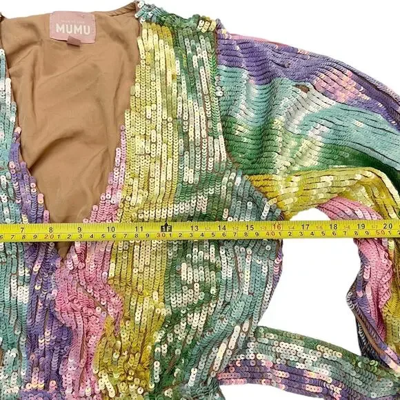 Show Me Your Mumu Wear Me Out Dress in Rainbow Stripe Sequins size Small - Picture 11 of 13